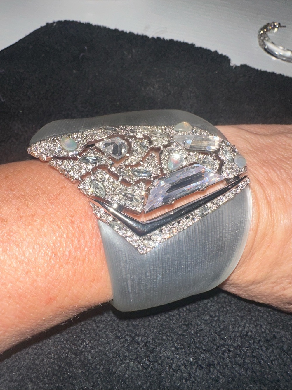 Alexis Bittar Silver Gray Crystal-Embellished Cuff - Picture 3 of 7